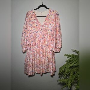 Entro Boho Floral Babydoll Dress – Size Large – Great Condition